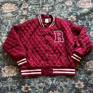 Reebok Women’s Quilted Burgundy Jacket with Letter Patch